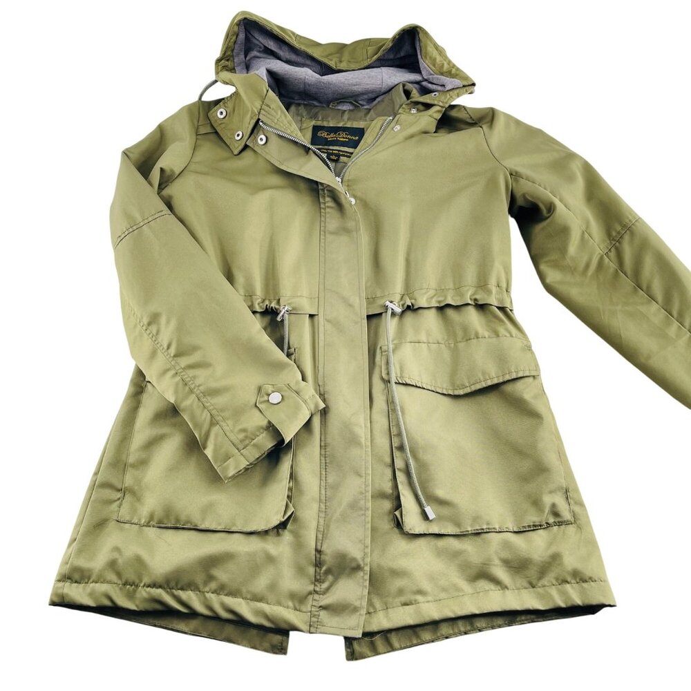 BellaDonna Womens Olive Green Hooded Parka Coat Size L Cotton & Polyester